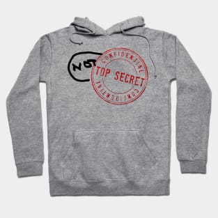 "Top Secret" stamp with "NOT" added in sharpie, red and black Hoodie